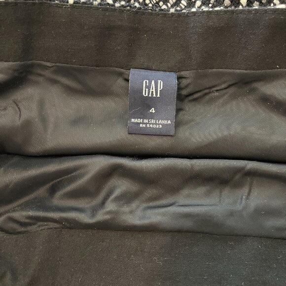 GAP Black /White A-line Tweed Classic Lined Skirt Size 4 Wool Blend Y2K Preppy - Picture 5 of 8